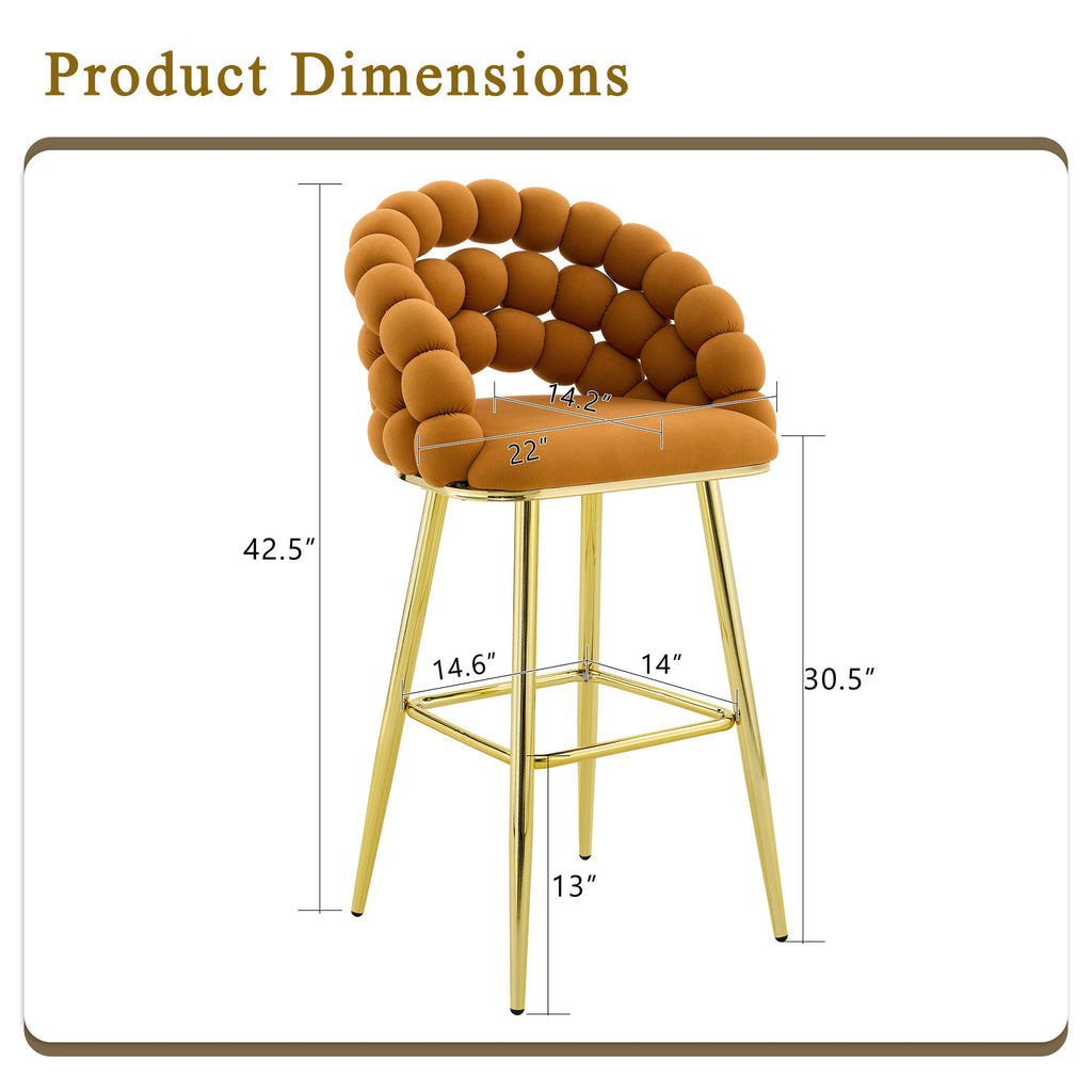 Bubble, Ball Chain Tufted Bar Chairs For Kitchen Island & Home Bar (Set of 2)