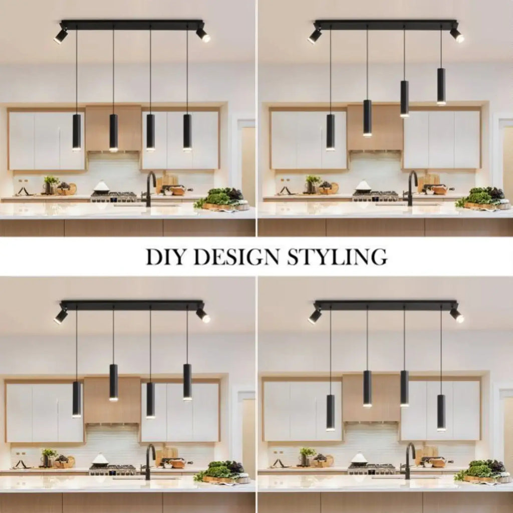 Hanging Light for Modern Kitchen Island with adjustable spotlights showcasing DIY design styling options.