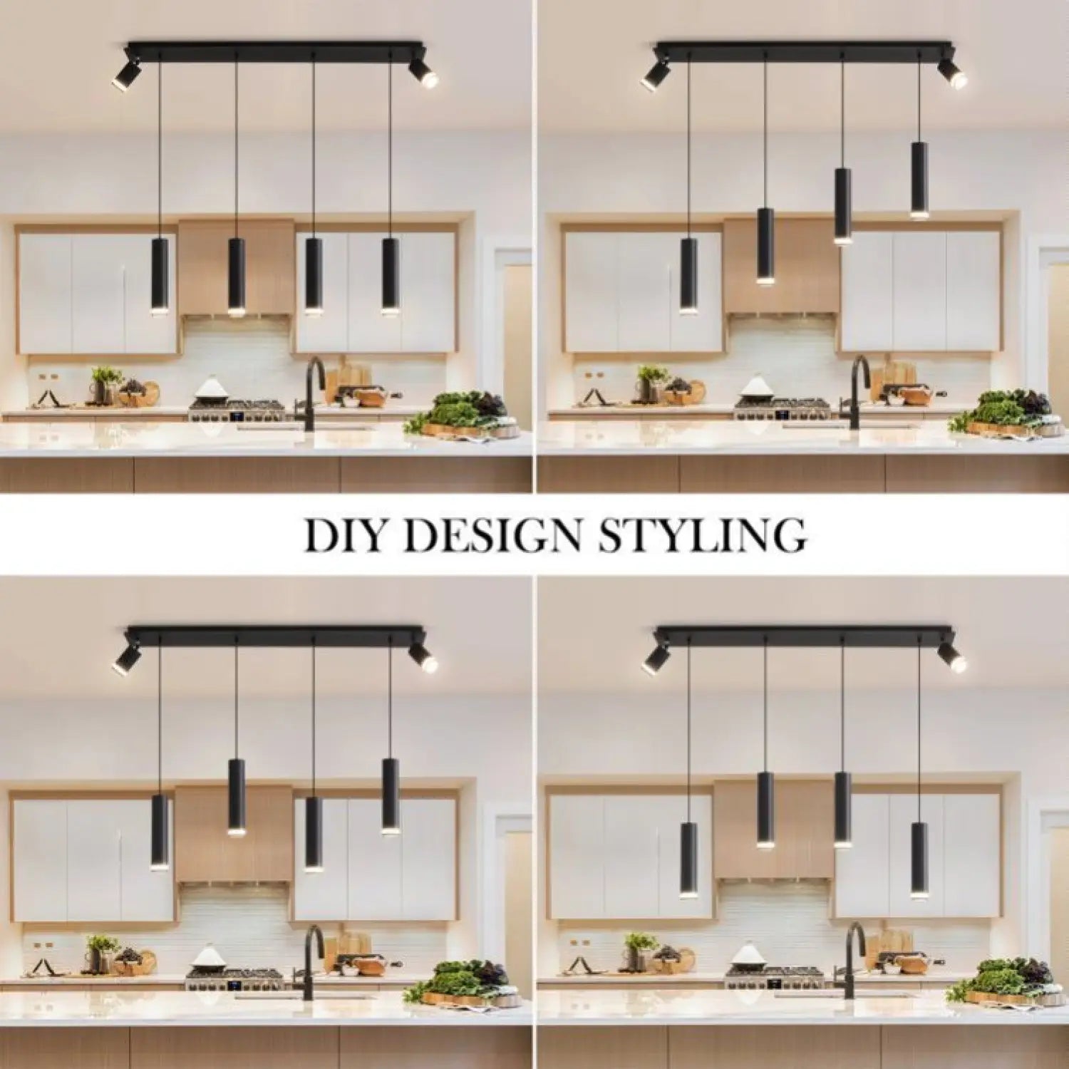 Hanging Light for Modern Kitchen Island with Adjustable Aluminum Spotlights