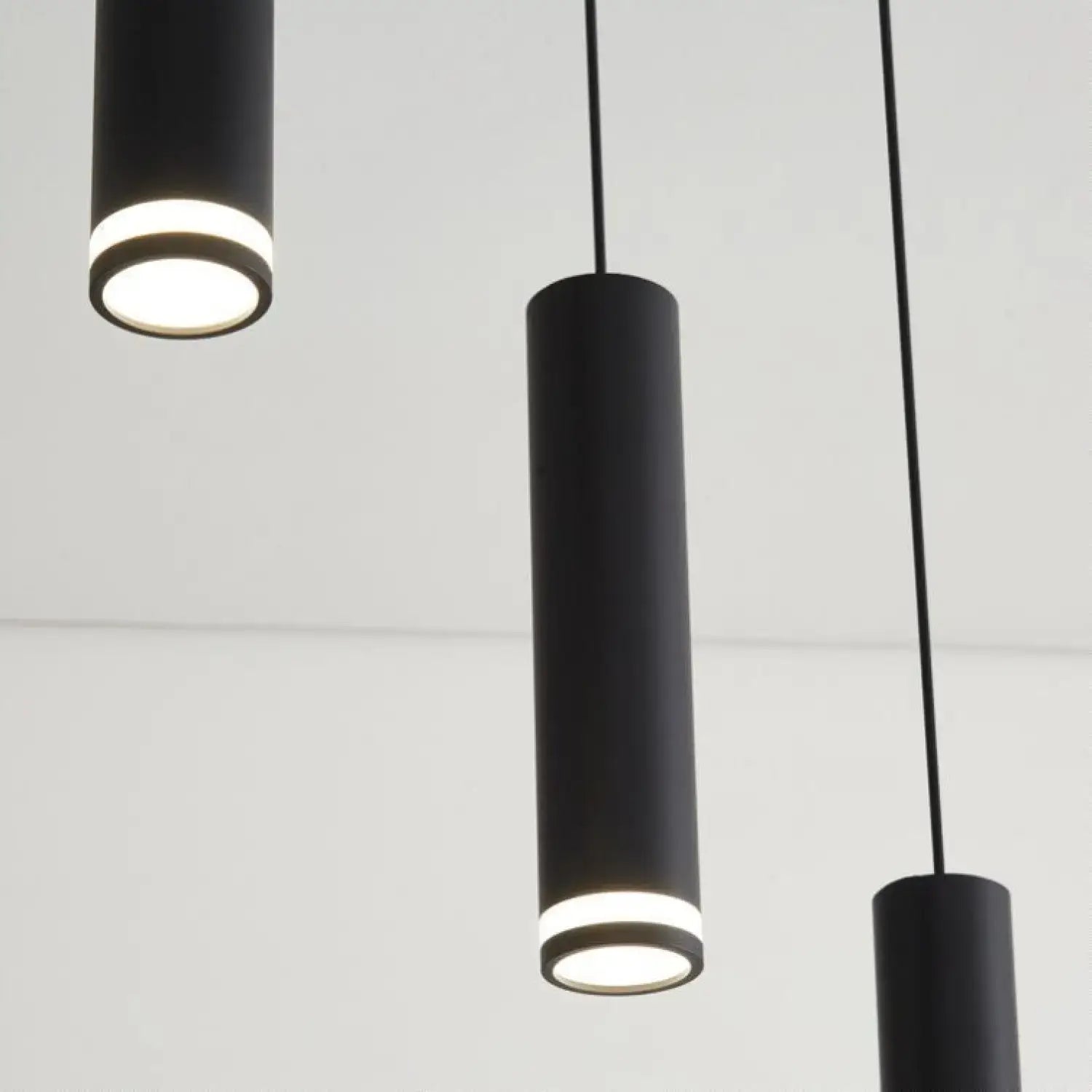 Hanging Light for Modern Kitchen Island with adjustable aluminum spotlights in sleek black finish.