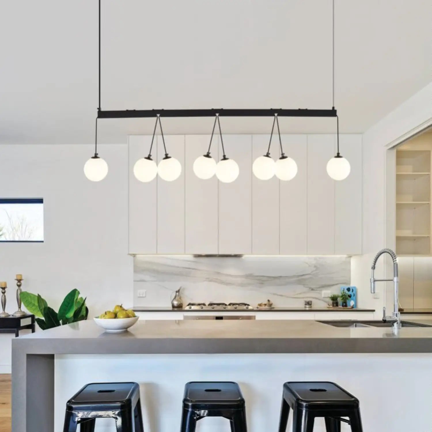 Modern 8-Light Globe Pendant Lights Hanging Chandelier for Kitchen Island