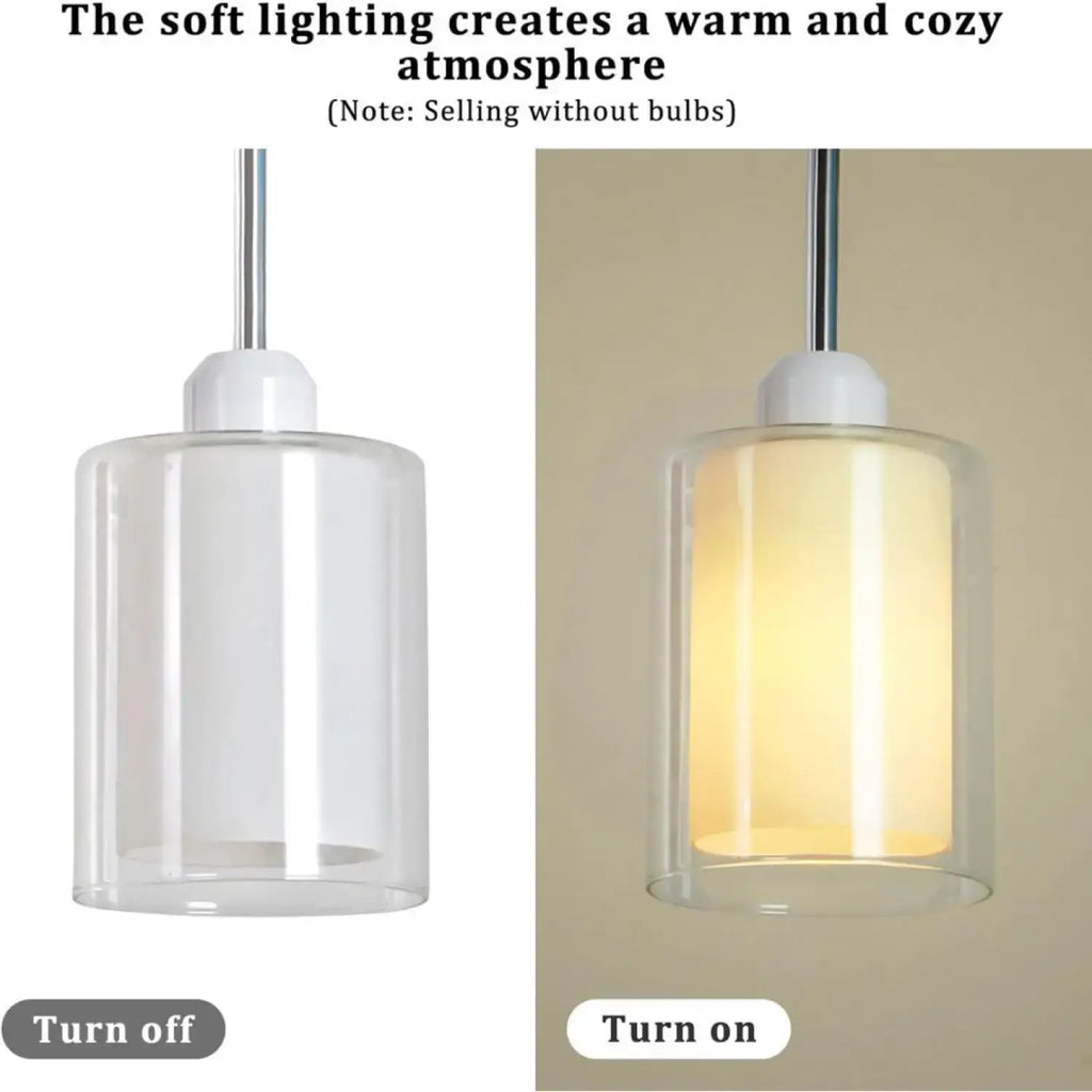 Modern Glass Pendant Light with Chrome Nickel Finish for Kitchen Island showcasing soft lighting and clear glass shade.