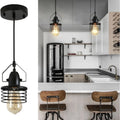 Pendant Light Kitchen Island – Industrial Black Metal Cage Fixture