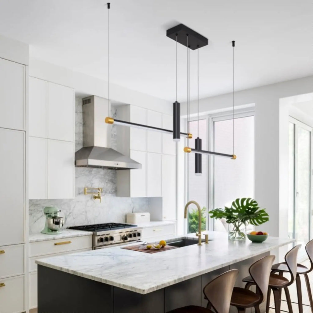 Sleek Linear Pendant Light with Adjustable Height for Kitchen Island