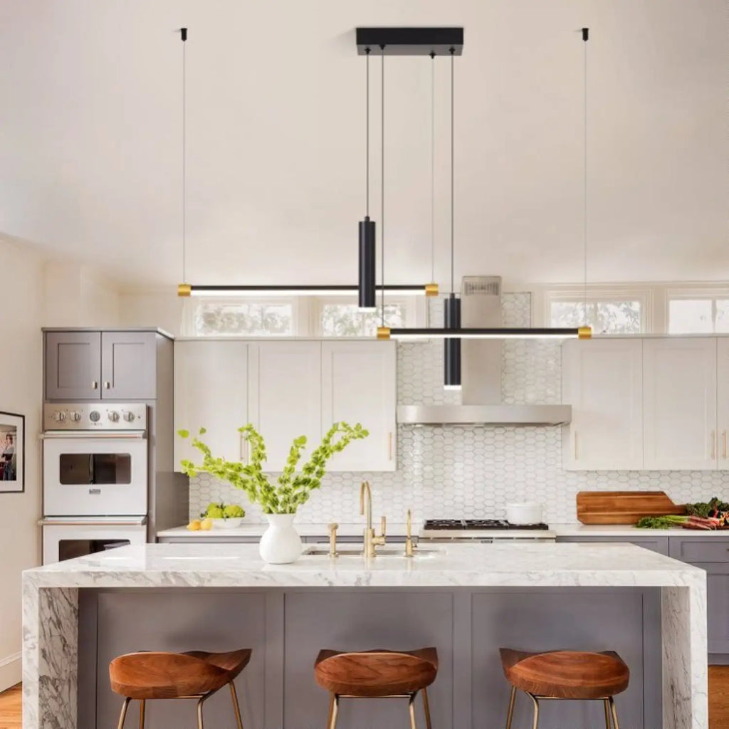 Sleek Linear Pendant Light with Adjustable Height for Kitchen Island