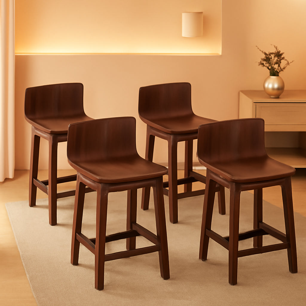 Walnut Swivel Bar Stools Set Of 4 Counter Height Kitchen