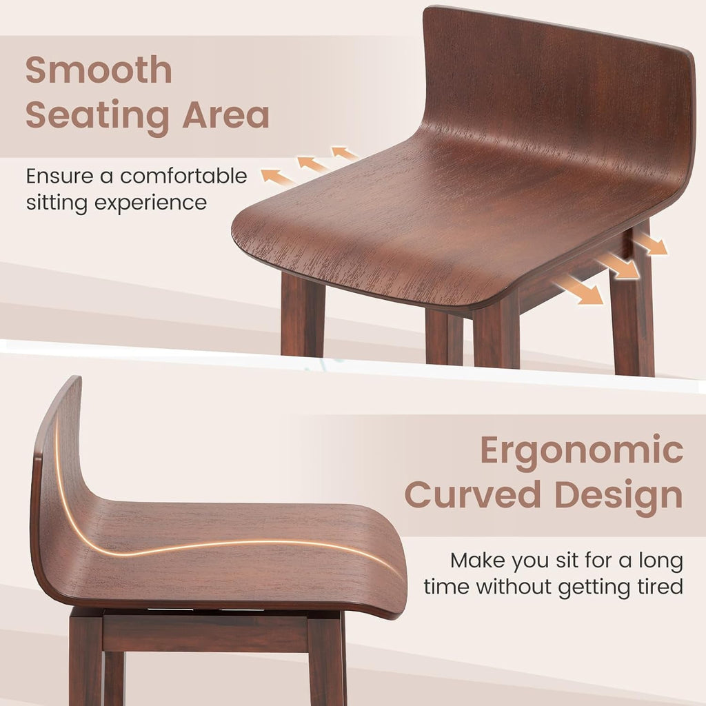 Walnut Swivel Bar Stools Set Of 4 Counter Height Kitchen