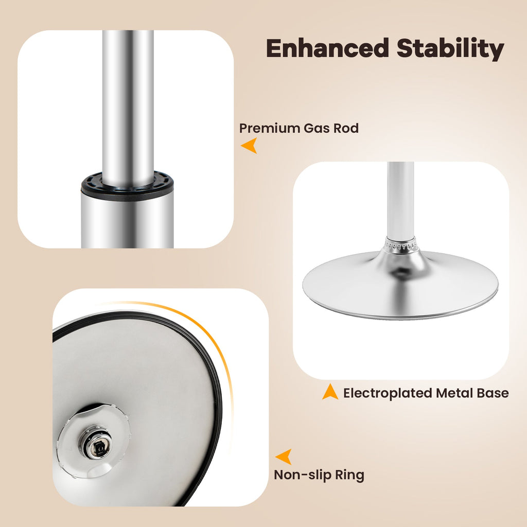 Set of 2 Square Swivel Adjustable PU Leather Bar Stools with Back and Footrest-White