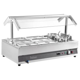 Commercial Soup Warmer Soup Station with Cover 2-Pot & 6-Pan Soup Kettle