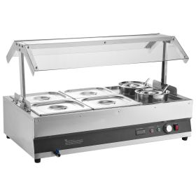 Commercial Soup Warmer Soup Station with Cover 2-Pot & 4-Pan Soup Kettle