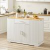 53'' Kitchen Storage Islands with Drawers and Trash Can Storage for Kitchen & Dining. Modern Farmhouse Design, White, 53.2"W x 20.9"D x 38.0"H.