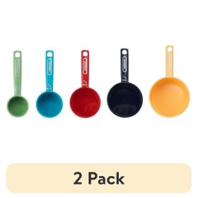 (2 Pack) Farberware 5-Piece Multicolor Nesting Measuring Cup Set with Bonus Coffee Scoop â€“ Plastic, Dishwasher Safe