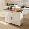 46" Kitchen Island on Wheels with Storage & Power Outlet - Movable Rustic Breakfast Bar Table