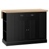 HOMCOM Kitchen Island Table Freestanding with Storage Drop Leaf Adjustable Shelves Drawer Black