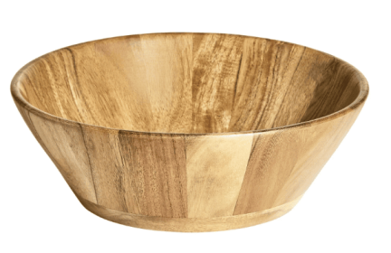 Acacia Wood Large Angled Serving Bowl, Natural Finish