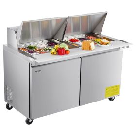 Commercial Sandwich Prep Table Refrigerator Food Prep Fridge Double Door