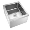 VEVOR Stainless Steel Floor Mop Sink, 22 x 19 x 12 in, 304 Stainless Steel, with 3-in-1 Filter and Wall-Mounted Bracket