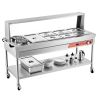 VEVOR Commercial Electric Food Warmer, 7 Pans + 2 Pots Steam Table, 1800W Professional Buffet Catering Food Warmer with Shield Undershelf Wheels