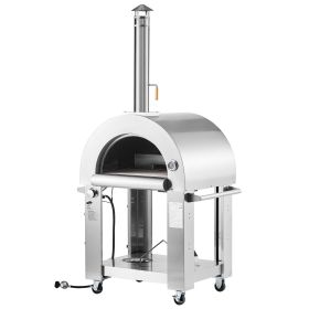 VEVOR Dual Fuel Pizza Oven Outdoor, 26 in Portable Pizza Oven, Pellet & Gas Powered Outdoor Pizza-Maker with Thickened Cordierite Pizza-Stone