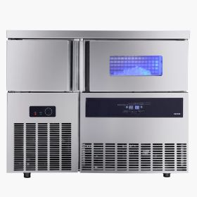 Commercial Ice Maker Machine, 330 lbs/24H Stainless Steel Ice Machine with Worktop, 88 lbs Storage & 144 Cubes/Cycle