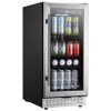 Beverage Refrigerator Cooler, 88 Can Beverage Fridge, Mini Fridge with Glass Door, Adjustable Shelves, Digital Temperature Control