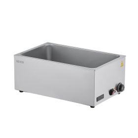 Commercial Food Warmer, 1200W Electric Stainless Steel Steam Food Warmer, Fast Heating Countertop Buffet Bain Marie with Soup & Perforated Ladles