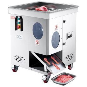 Meat Cutter Machine, 1100W Meat Slicer, 1102 lb/h Commercial Meat Cutting Machine, Stainless Steel, 5 mm Thickness, Detachable Blades