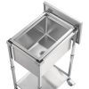 VEVOR Rolling Ice Chest Cooler Cart, 22"L x 16"W x 38"H Stainless Steel Cooling Bin on Wheels, 32.8 Quart Outdoor Stand Up Cooler Trolley with Shelf