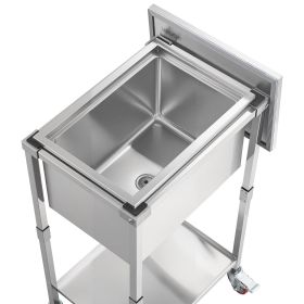 VEVOR Rolling Ice Chest Cooler Cart, 22"L x 16"W x 38"H Stainless Steel Cooling Bin on Wheels, 32.8 Quart Outdoor Stand Up Cooler Trolley with Shelf