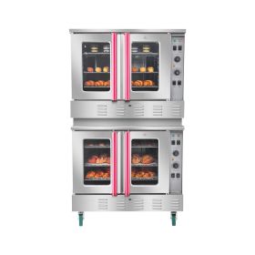 Double Deck Gas Convection Oven, 14 cu.ft Full-Size Commercial Convection Oven, 40, 000 BTU x 2 Powerful Burners