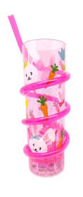 Easter Pink Bunny Light-Up Cup with Silly Straw, by Way To Celebrate