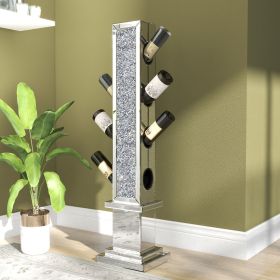 UK style hot sales crushed diamond floating silver mirrored wine bottle holder