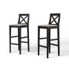 Bar Chair Counter Height Stool with Backrest, Padded Seat & Footrest, Wood Kitchen Island Chair, Vintage Dining Room Chair for Home, Pub,Black