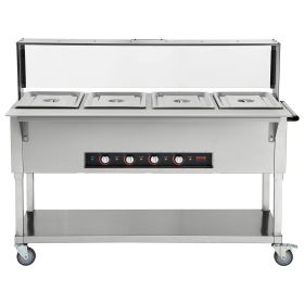 VEVOR 4-Pan Commercial Food Warmer, 4 x 20.6QT Electric Steam Table, 2000W Professional Buffet Catering Food Warmer with Acrylic Sneeze Guard