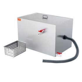 VEVOR Commercial Grease Trap, 40 LBS Grease Interceptor, Side Inlet Interceptor, Under Sink Stainless Steel Grease Trap