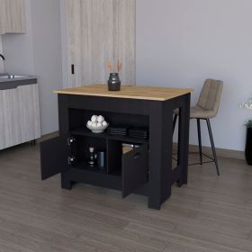 Kitchen Island Geneva, Kitchen, Black / Macadamia