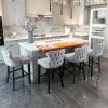 Contemporary Velvet Upholstered Wing-Back Barstools with Button Tufted Decoration and Wooden Legs, and Chrome Nailhead Trim, Leisure Style Bar Chairs