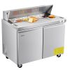Commercial Refrigerated Sandwich Prep Worktable, Stainless Steel Double Door