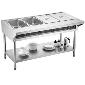 4-Pan Commercial Food Warmer Steam Table with Independent Temperature Control