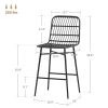 HOMCOM Rattan Counter Bar Stools Set of 2, 26" Counter Height Barstools with Back, Bar Chairs for Kitchen Island, Black