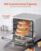 VEVOR Commercial Countertop Oven, 66L 4-Tier Toaster Oven, 2800W Electric Baking Oven with Tempered Glass Door, Wire Racks Clip Tray Gloves