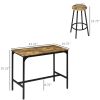 HOMCOM 5-Piece Industrial Dining Set Bar Table and Round Stools Metal Frame for Pub Dining Room