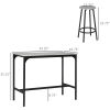 HOMCOM 5-Piece Industrial Dining Set Gray Bar Table and Round Stools Metal Frame for Pub Dining Room