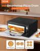 Pizza Oven Electric, 24" Commercial Countertop Pizza Oven, 842Â°F Max Temp, 4200W Indoor Pizza Maker with Thermometer, Dual Temp Control Knob