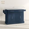 HOMCOM Rollable Kitchen Island with Stainless Steel Top, 2 Drawers, Spice, Knife and Towel Rack and Cabinets, Navy Blue