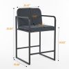 Set of 2,Modern Upholstered Counter Height Bar Stool with Armrests, Metal Frame and Padded Seat, Comfortable Dining Chair for Kitchen Island