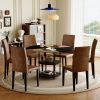 Table and chair set.A 47.3-inch diameter modern spliced color circular dining table - double-layer storage.Paired With 6 brown technology fabric dinin