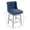 HOMCOM 27" Swivel Bar Stools Set of 2, Counter Height with Linen Upholstery and Button Tufted Design, Blue