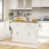 HOMCOM Narrow Kitchen Island, Mobile Island Cart with Hiding Wheels, 2 Drowers, Spice Rack Towel, for Home, Dinning Room, Cream White