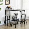 HOMCOM 5-Piece Industrial Dining Set Gray Bar Table and Round Stools Metal Frame for Pub Dining Room